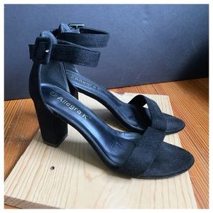 Allegra K Black Ankle Strap Heels